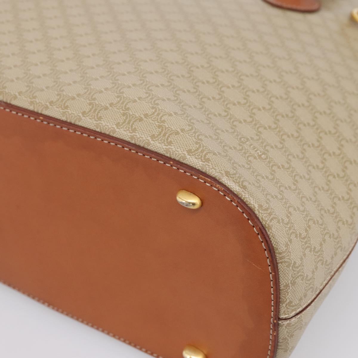 CELINE Macadam Canvas Hand Bag PVC Beige Gold Auth 197827
