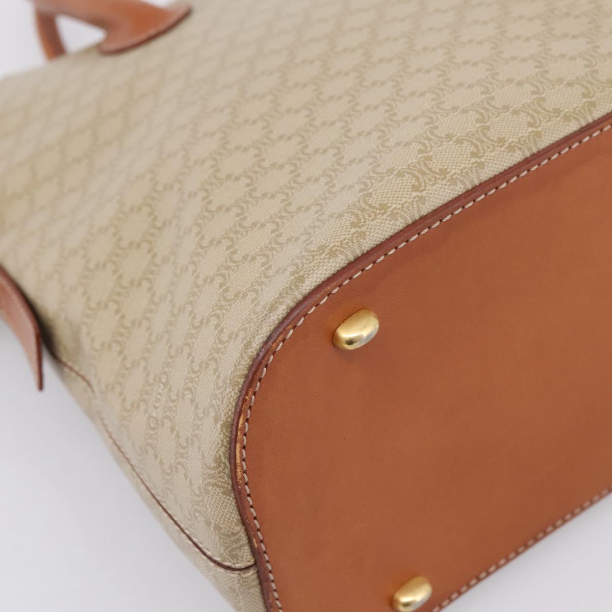 CELINE Macadam Canvas Hand Bag PVC Beige Gold Auth 197827