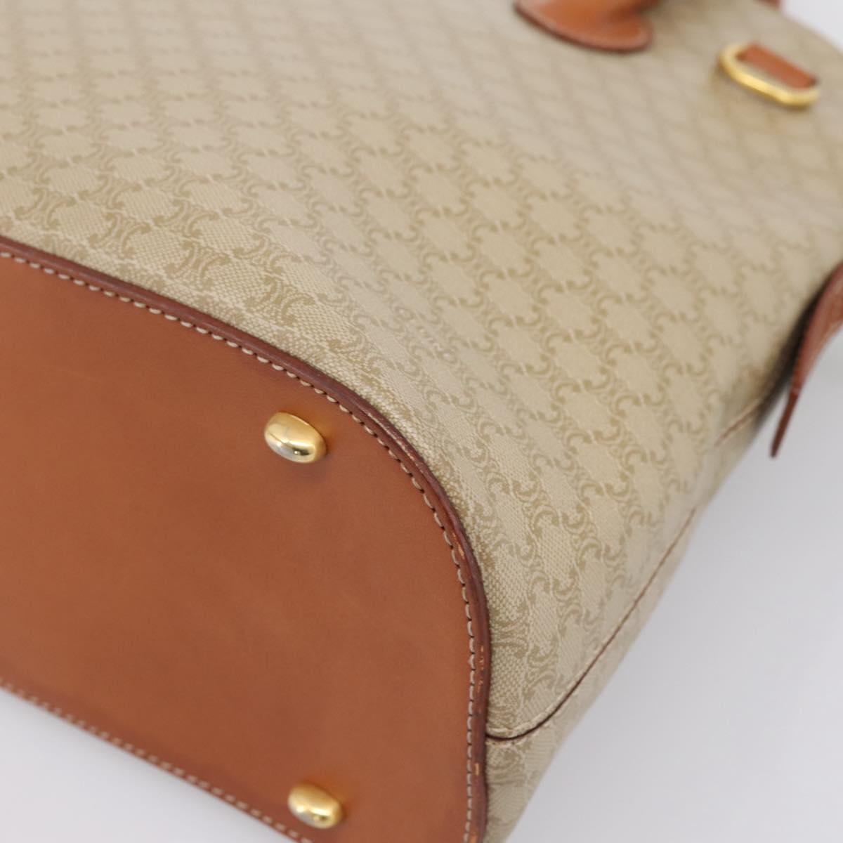 CELINE Macadam Canvas Hand Bag PVC Beige Gold Auth 197827