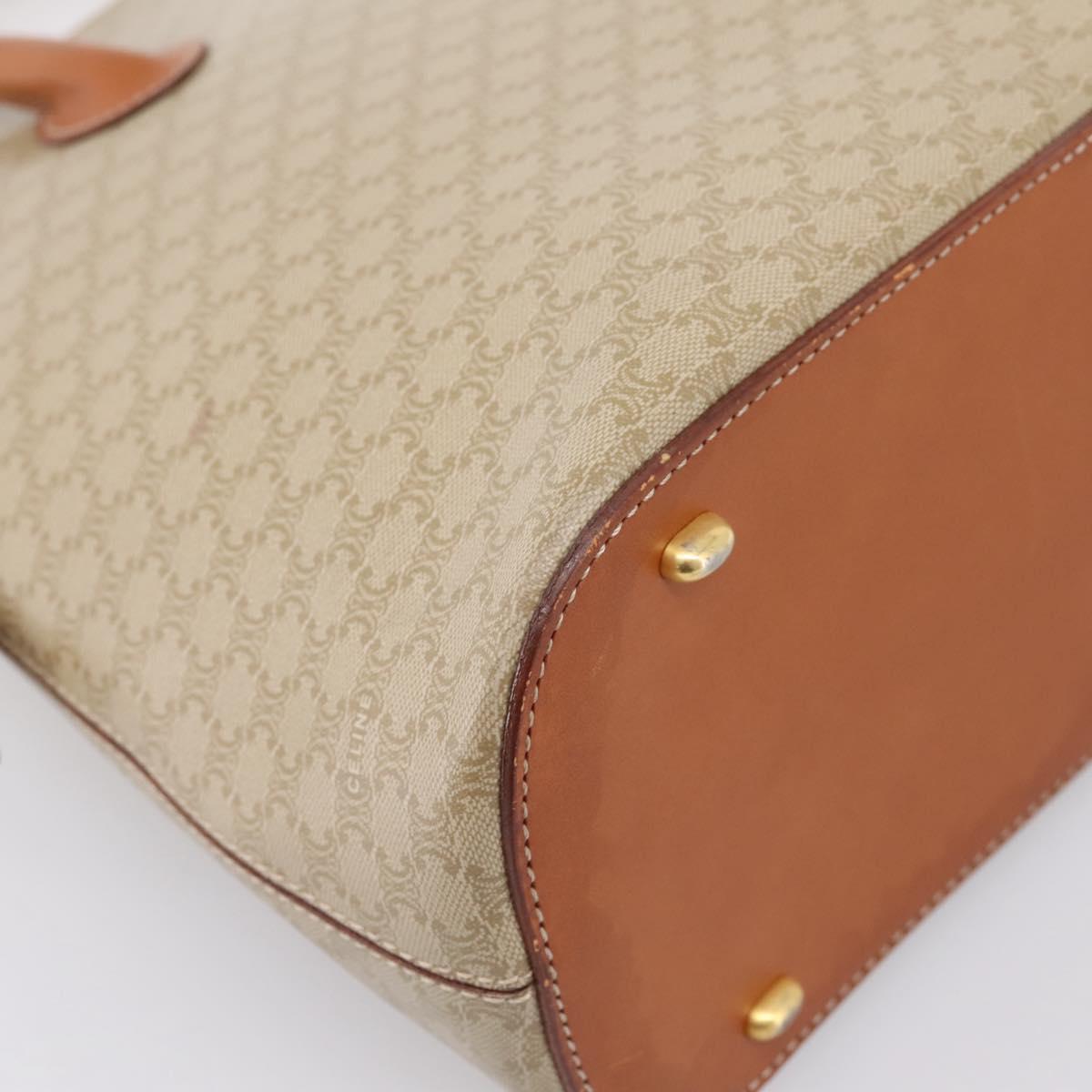 CELINE Macadam Canvas Hand Bag PVC Beige Gold Auth 197827