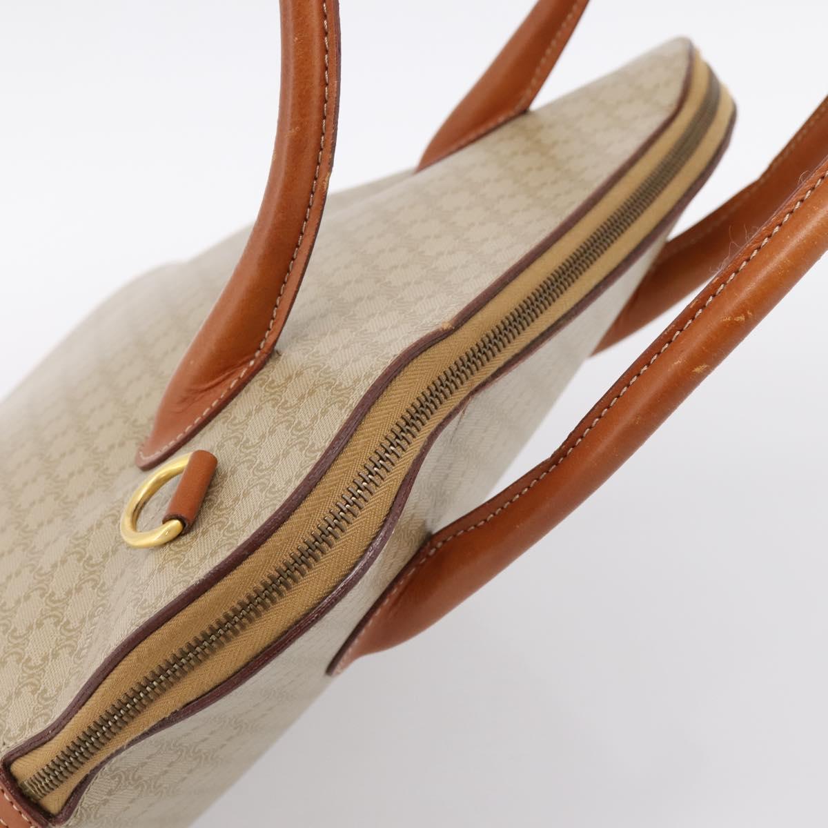 CELINE Macadam Canvas Hand Bag PVC Beige Gold Auth 197827