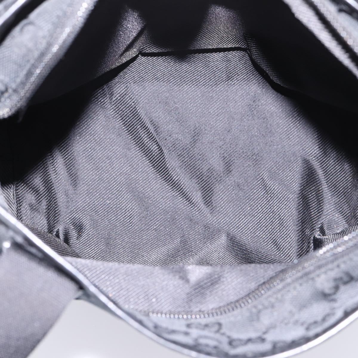 GUCCI GG Canvas Tote Bag Black Silver 019 0402 Auth 197830