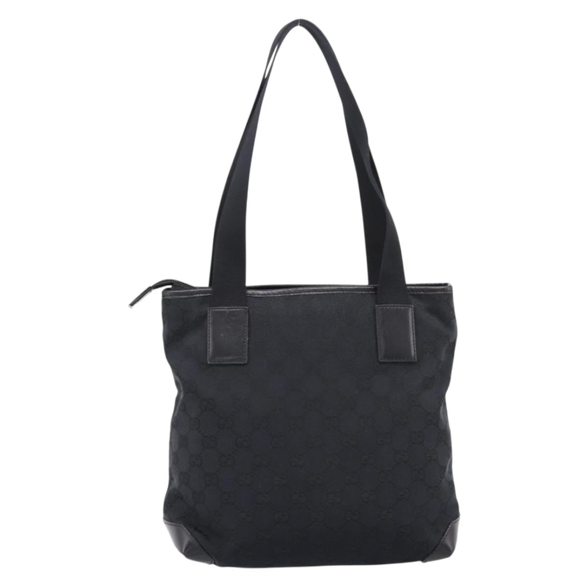 GUCCI GG Canvas Tote Bag Black Silver 019 0402 Auth 197830