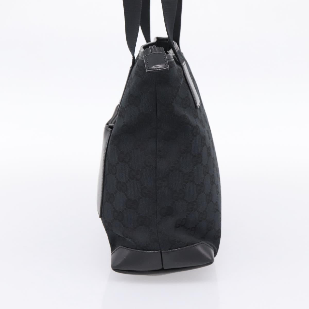 GUCCI GG Canvas Tote Bag Black Silver 019 0402 Auth 197830