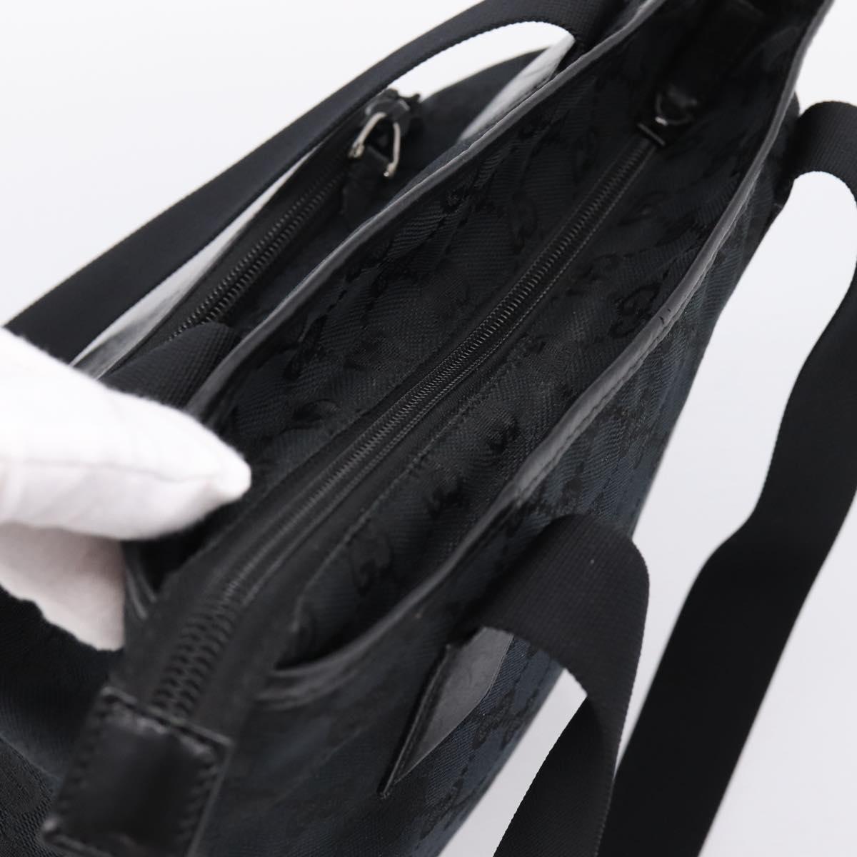 GUCCI GG Canvas Tote Bag Black Silver 019 0402 Auth 197830