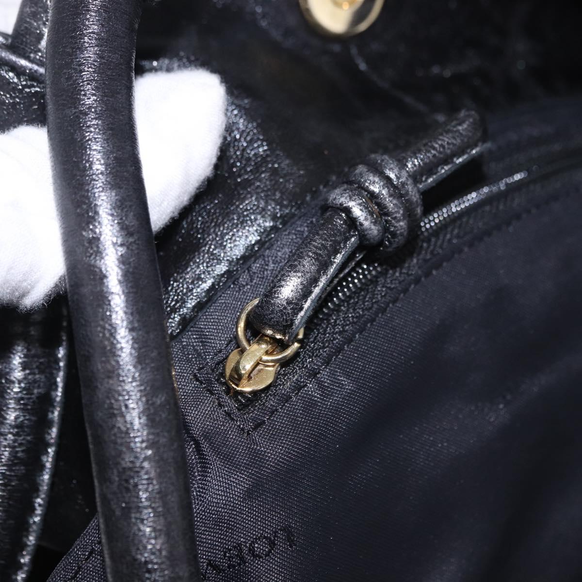 LOEWE Nappa Aire Anagram Hand Bag Leather Black Gold Auth 197831