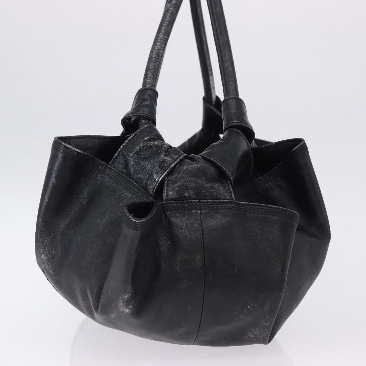 LOEWE Nappa Aire Anagram Hand Bag Leather Black Gold Auth 197831
