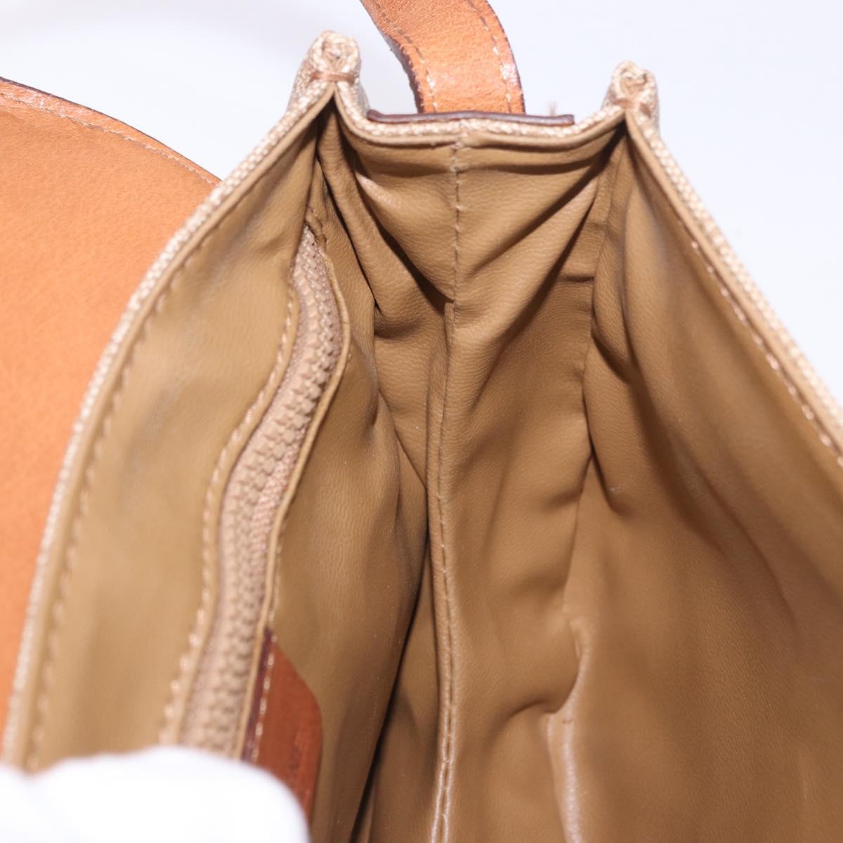 CELINE Macadam Canvas Shoulder Bag PVC Beige Gold Auth 197832A
