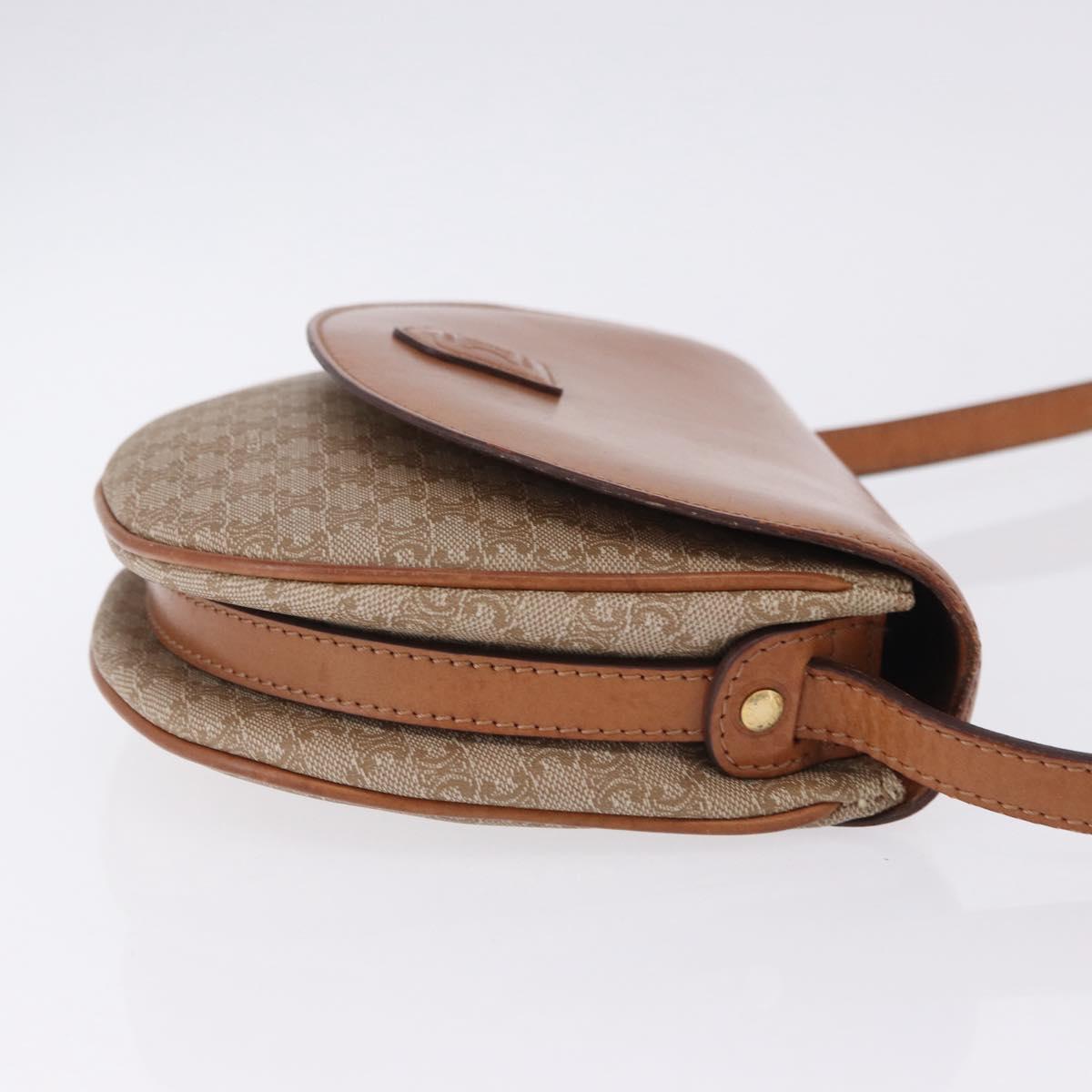 CELINE Macadam Canvas Shoulder Bag PVC Beige Gold Auth 197832A