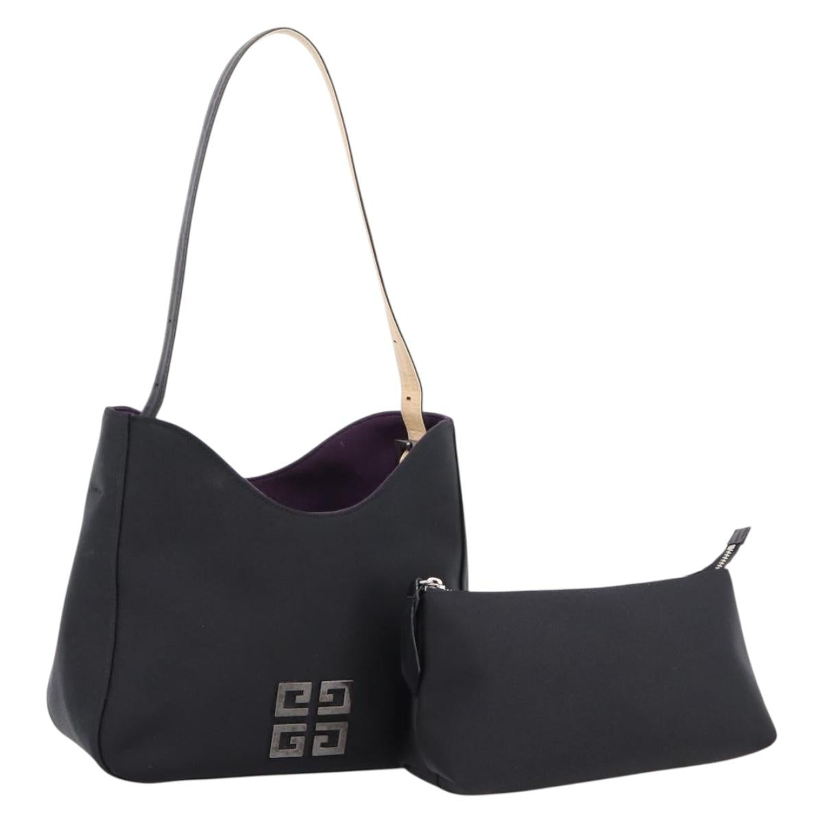 GIVENCHY Hand Bag Nylon Black Silver Auth 197834