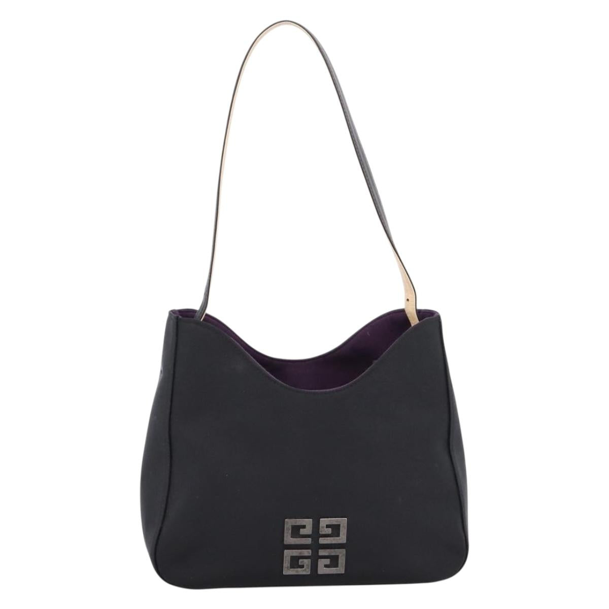 GIVENCHY Hand Bag Nylon Black Silver Auth 197834