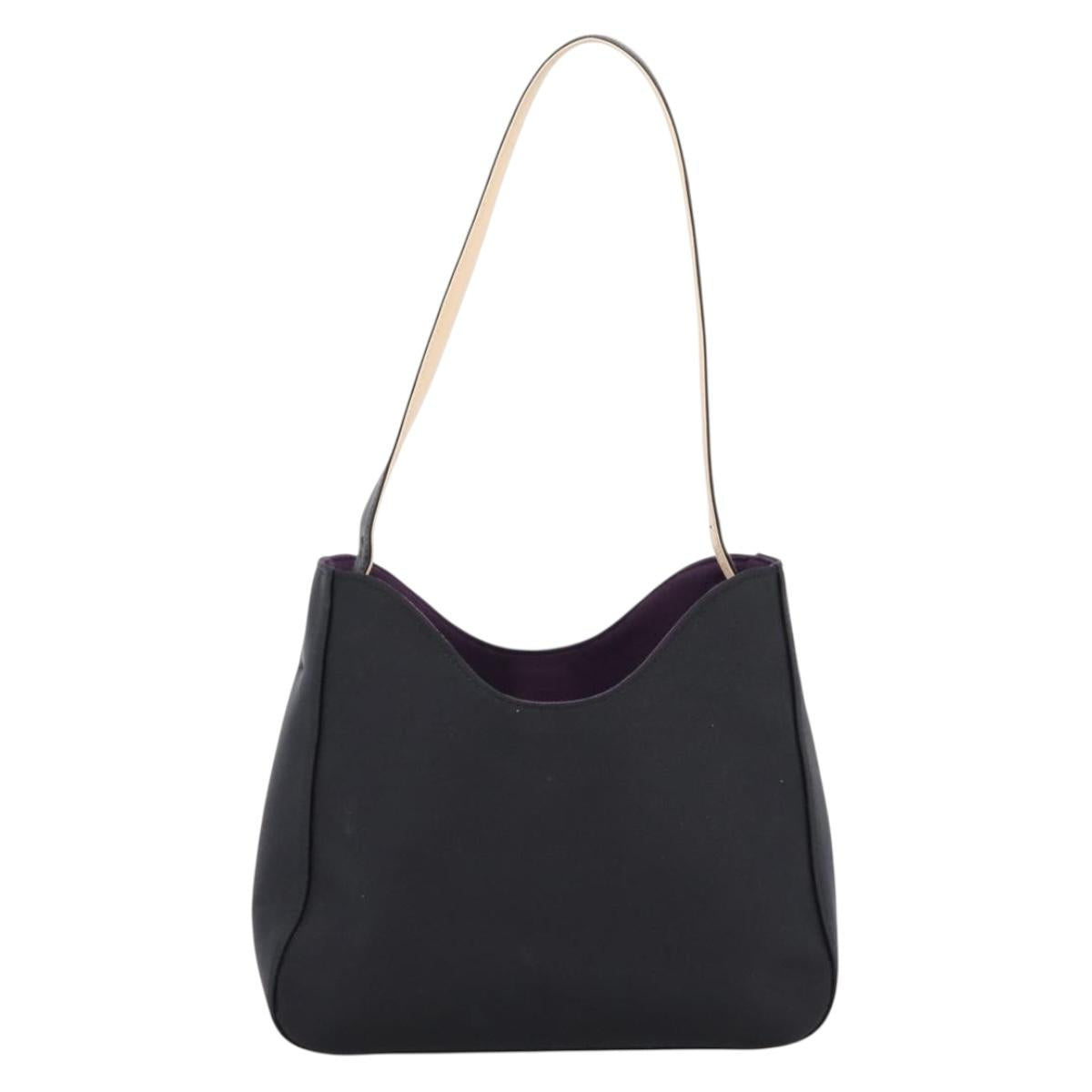 GIVENCHY Hand Bag Nylon Black Silver Auth 197834