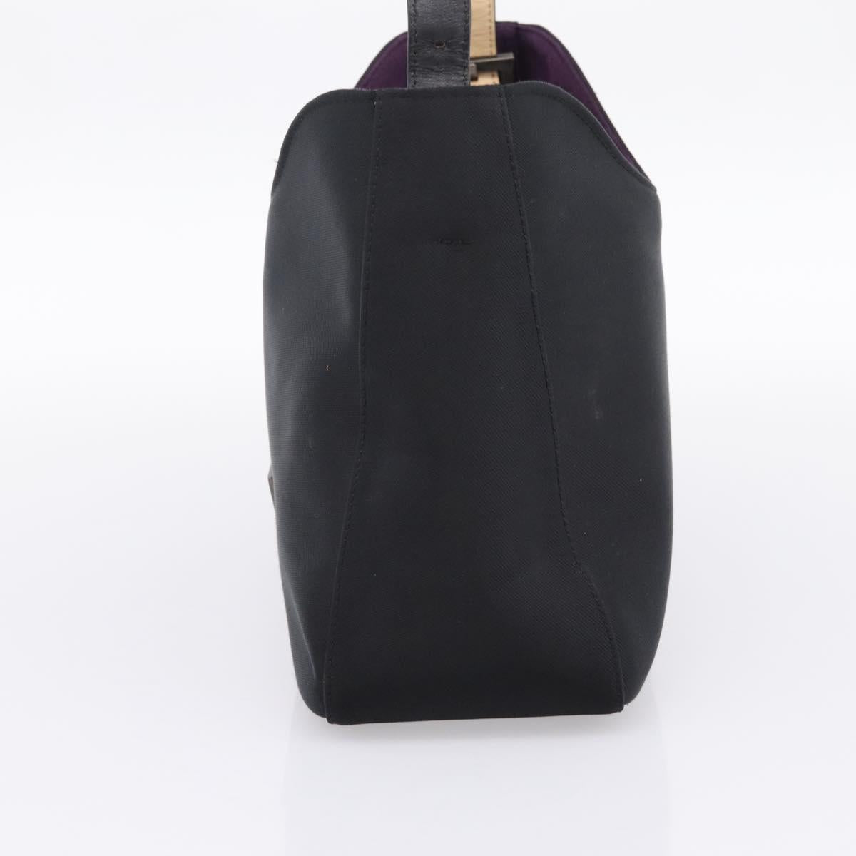 GIVENCHY Hand Bag Nylon Black Silver Auth 197834