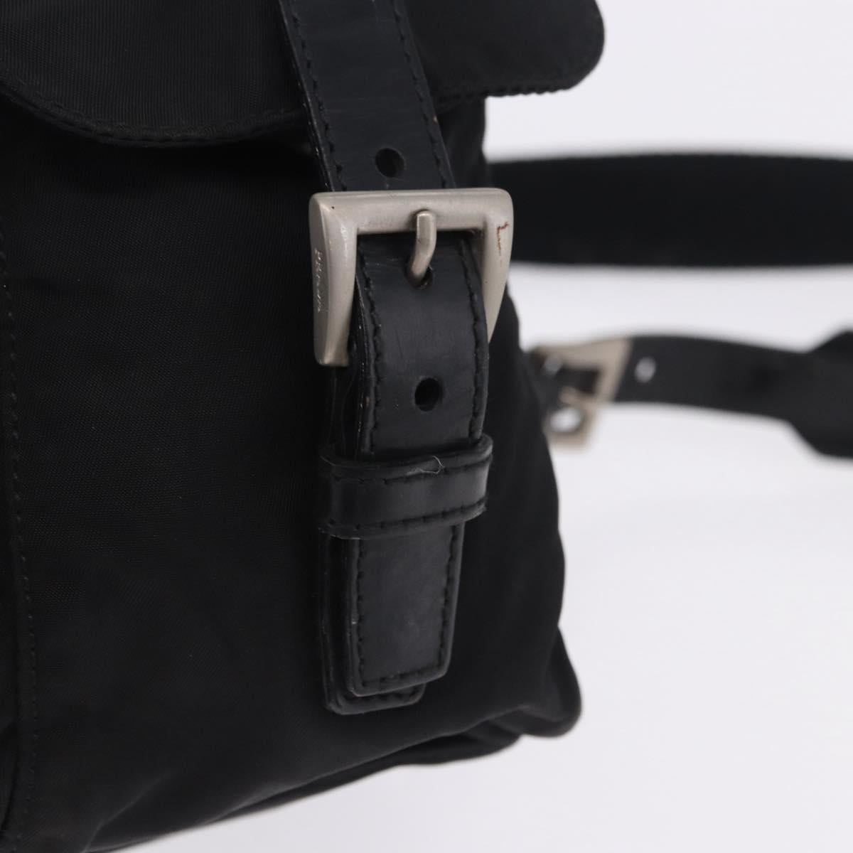 PRADA Backpack Nylon Black Silver Auth 197836V