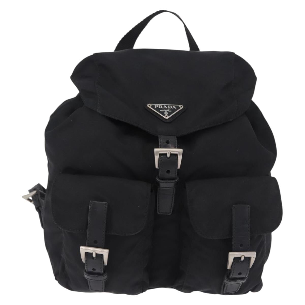 PRADA Backpack Nylon Black Silver Auth 197836V