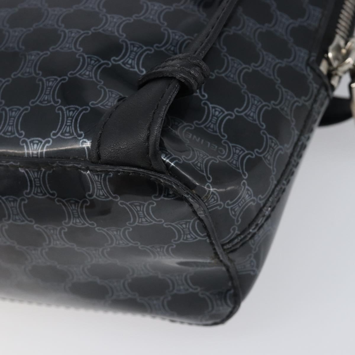 CELINE Macadam Canvas Backpack Vinyl Black Silver Auth 197837