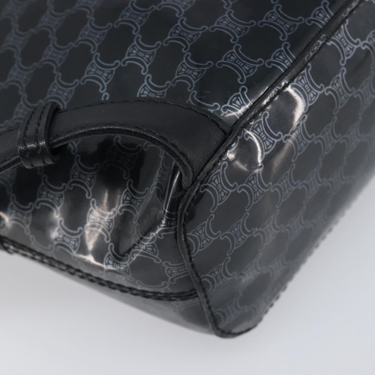 CELINE Macadam Canvas Backpack Vinyl Black Silver Auth 197837