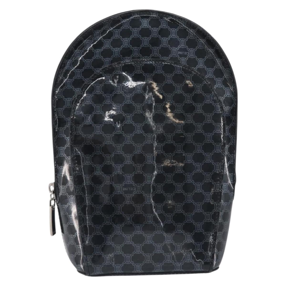 CELINE Macadam Canvas Backpack Vinyl Black Silver Auth 197837
