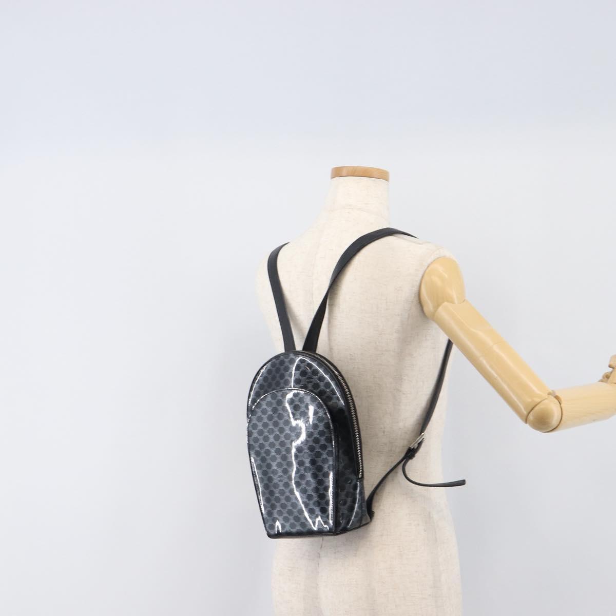 CELINE Macadam Canvas Backpack Vinyl Black Silver Auth 197837