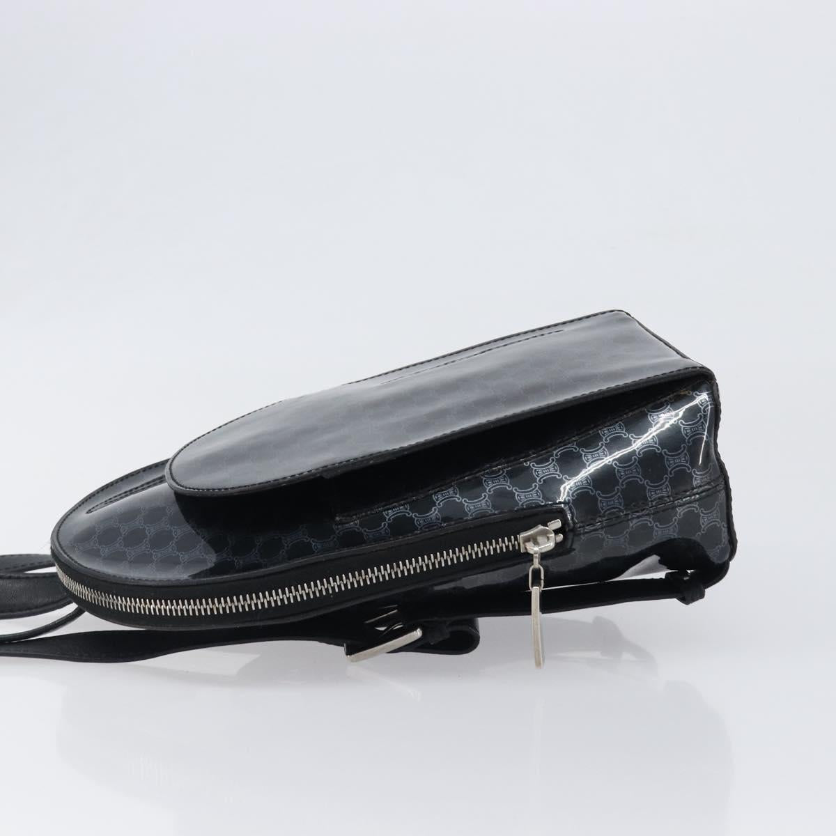 CELINE Macadam Canvas Backpack Vinyl Black Silver Auth 197837