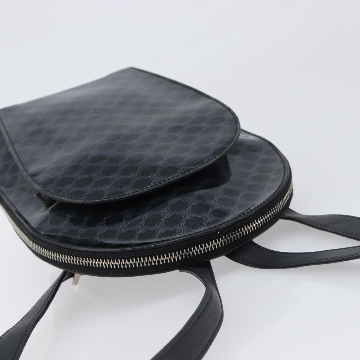 CELINE Macadam Canvas Backpack Vinyl Black Silver Auth 197837