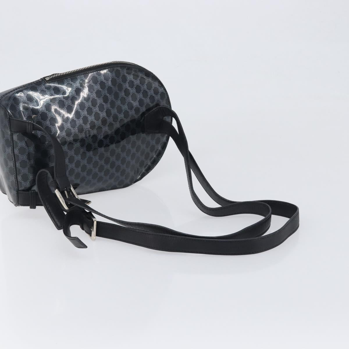 CELINE Macadam Canvas Backpack Vinyl Black Silver Auth 197837