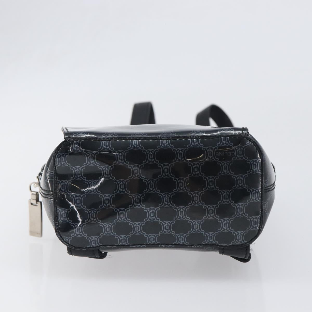 CELINE Macadam Canvas Backpack Vinyl Black Silver Auth 197837