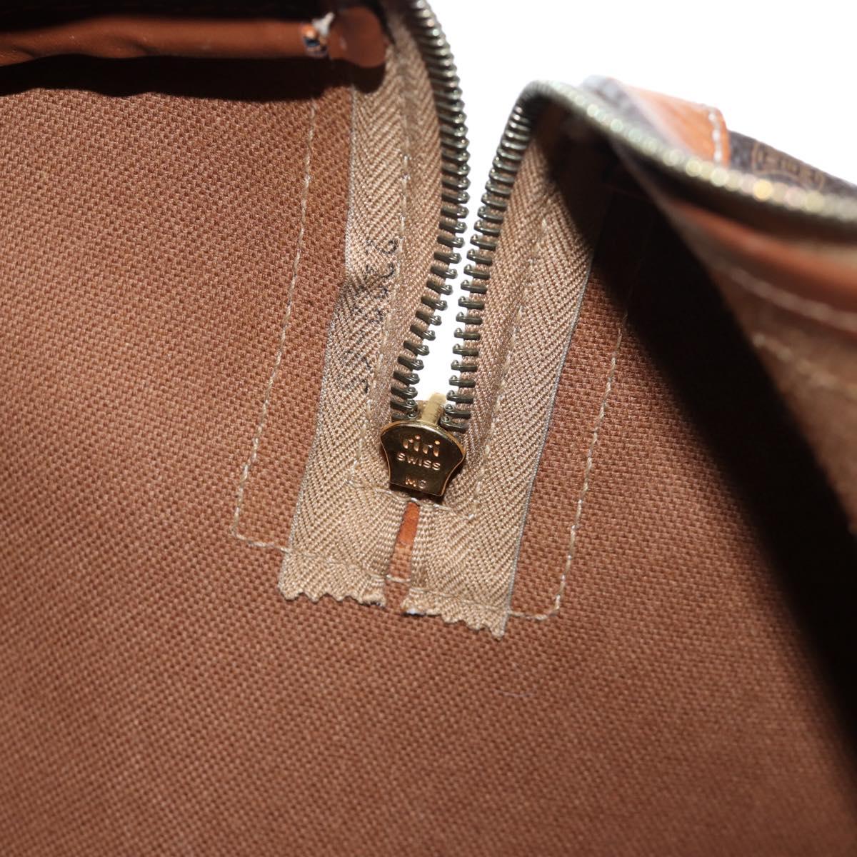 CELINE Macadam Canvas Boston Bag PVC Leather Brown Gold Auth 197843V