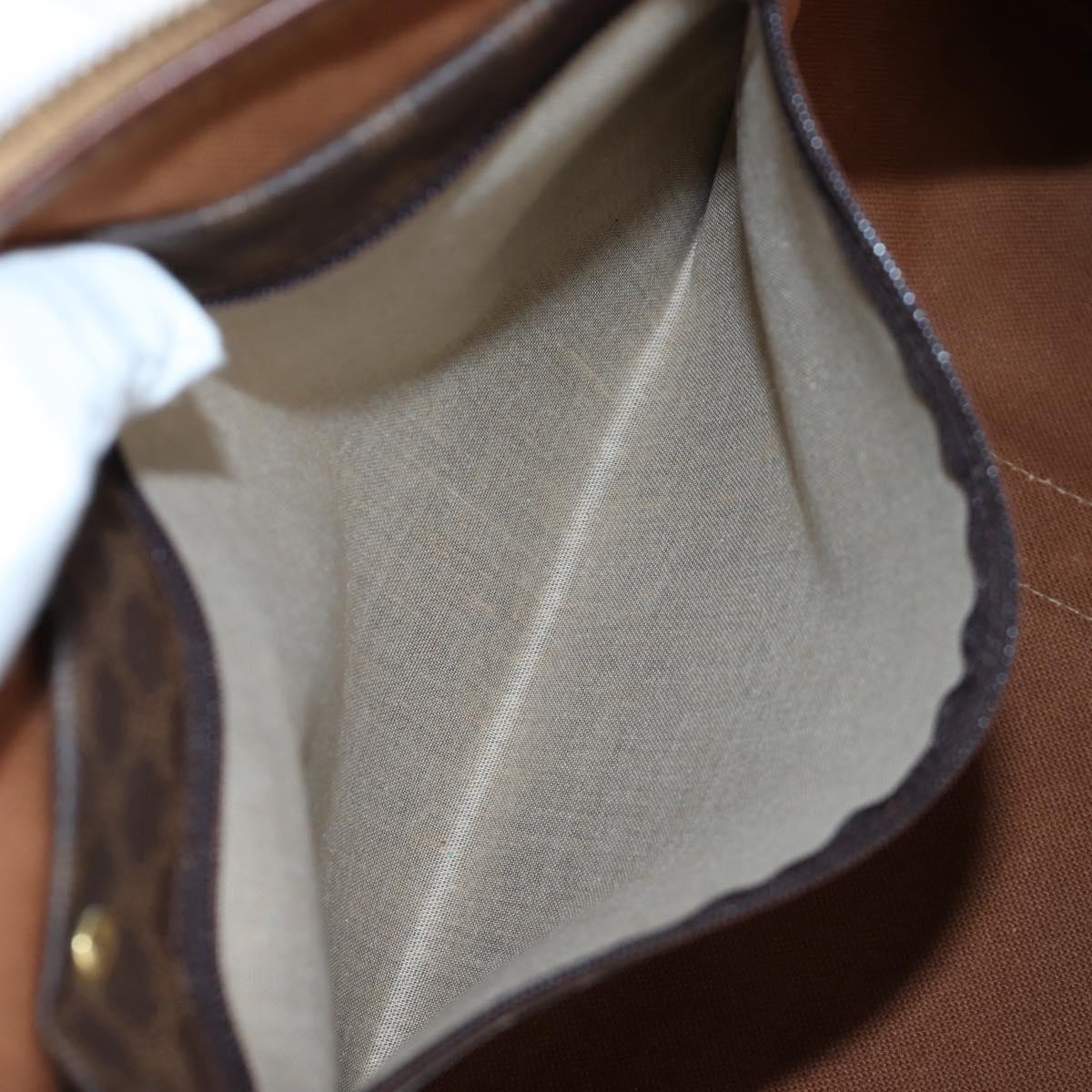 CELINE Macadam Canvas Boston Bag PVC Leather Brown Gold Auth 197843V