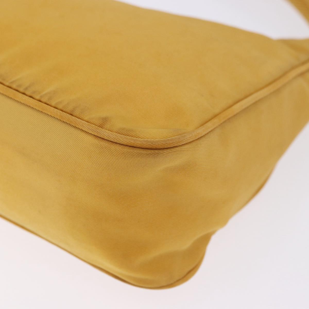 PRADA Hand Pouch Nylon Yellow Silver Auth 197846
