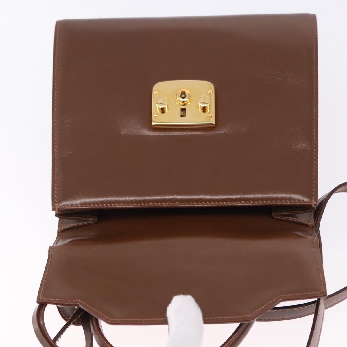 GUCCI Hand Bag Leather 2way Brown Gold 000 2110 Auth 197847V