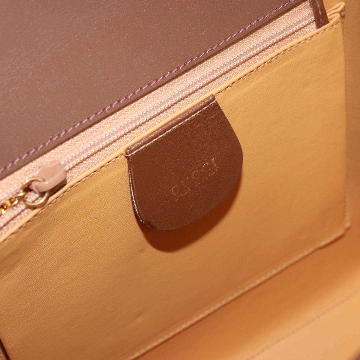 GUCCI Hand Bag Leather 2way Brown Gold 000 2110 Auth 197847V