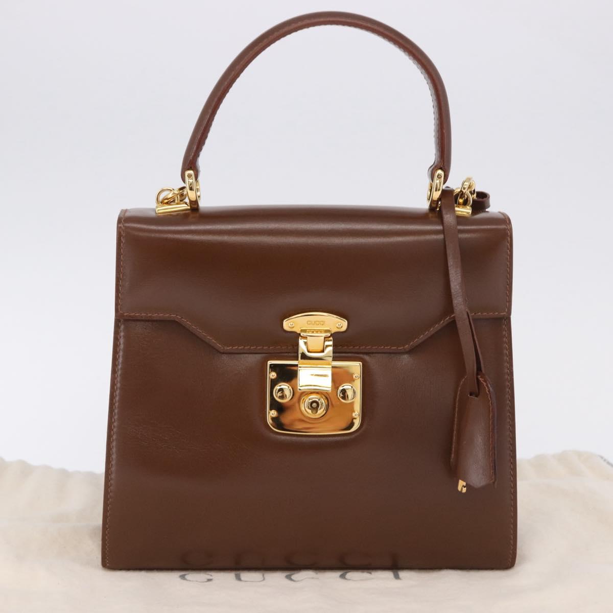 GUCCI Hand Bag Leather 2way Brown Gold 000 2110 Auth 197847V