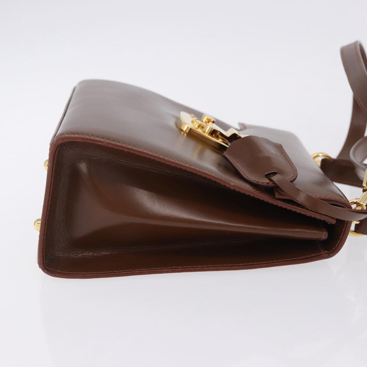 GUCCI Hand Bag Leather 2way Brown Gold 000 2110 Auth 197847V