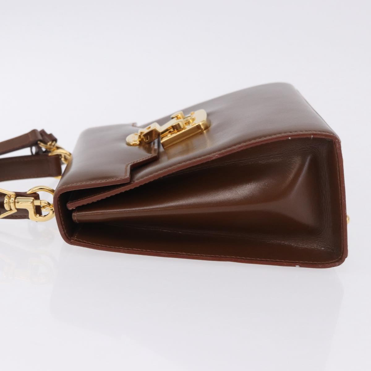 GUCCI Hand Bag Leather 2way Brown Gold 000 2110 Auth 197847V