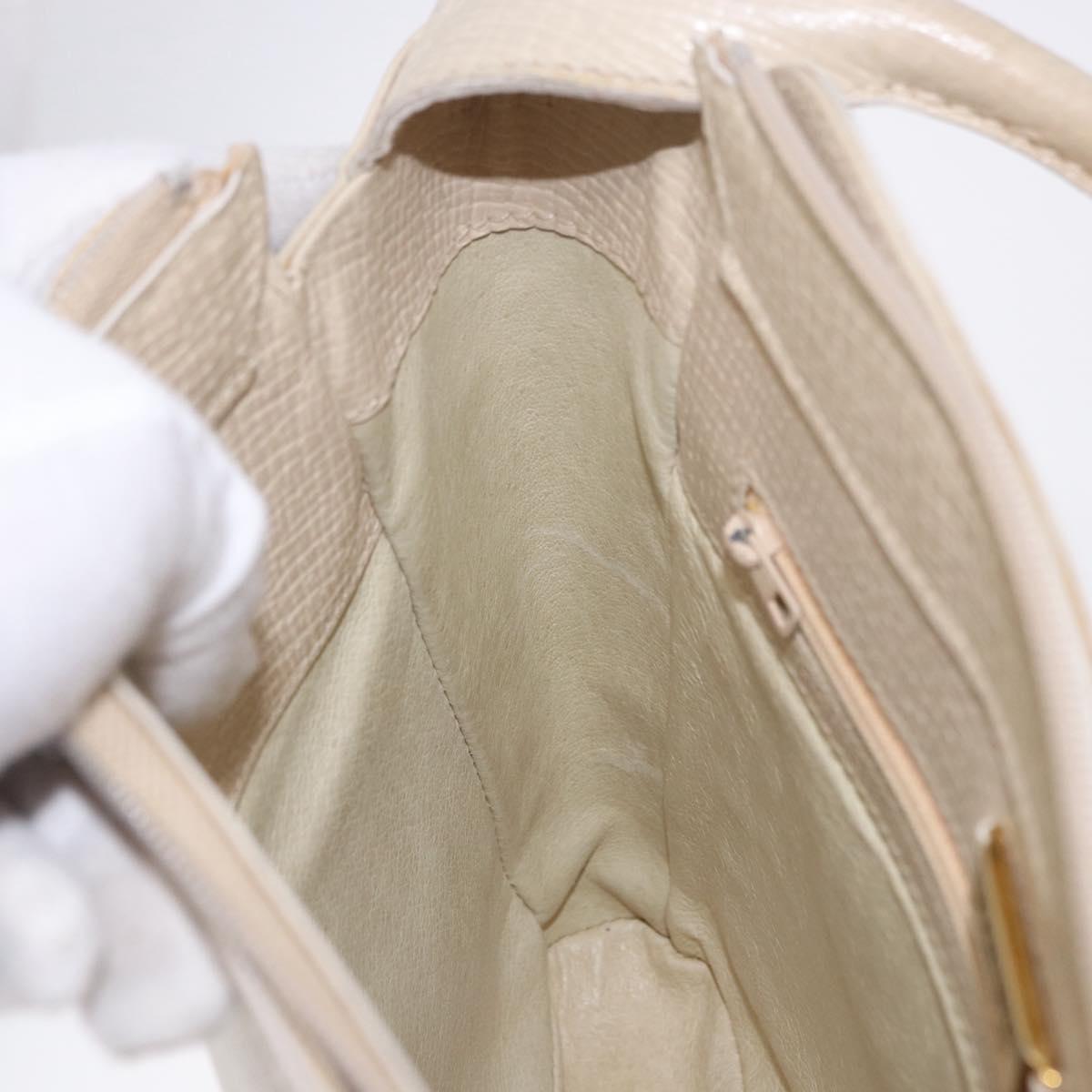 LOEWE Shoulder Bag Leather Ivory Gold Auth 197848