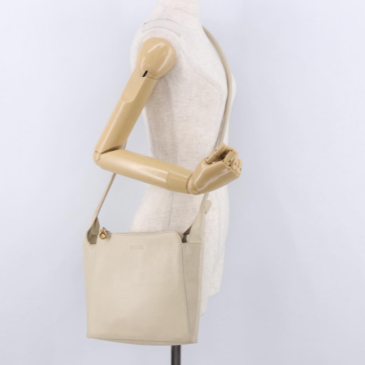 LOEWE Shoulder Bag Leather Ivory Gold Auth 197848