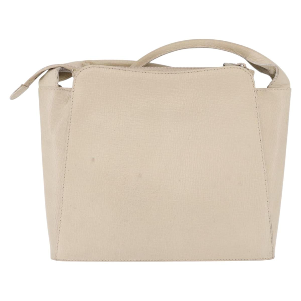 LOEWE Shoulder Bag Leather Ivory Gold Auth 197848