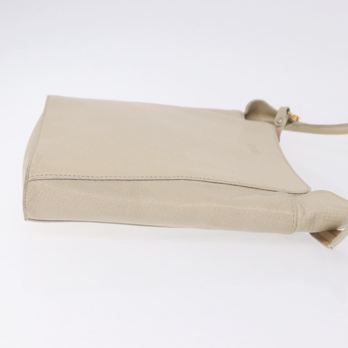 LOEWE Shoulder Bag Leather Ivory Gold Auth 197848