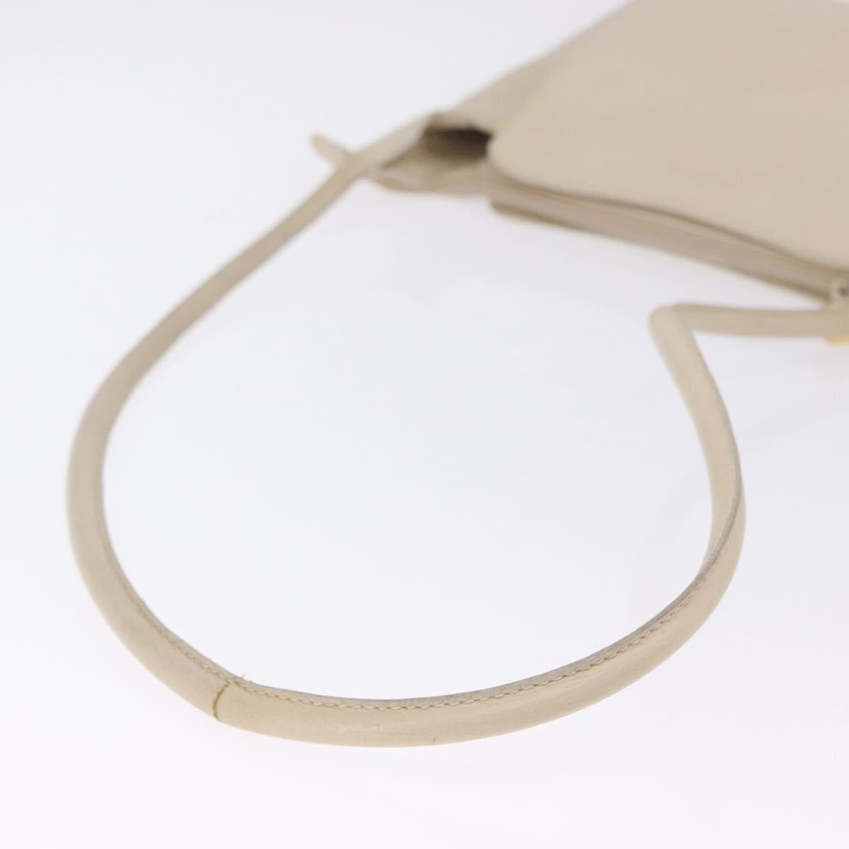 LOEWE Shoulder Bag Leather Ivory Gold Auth 197848