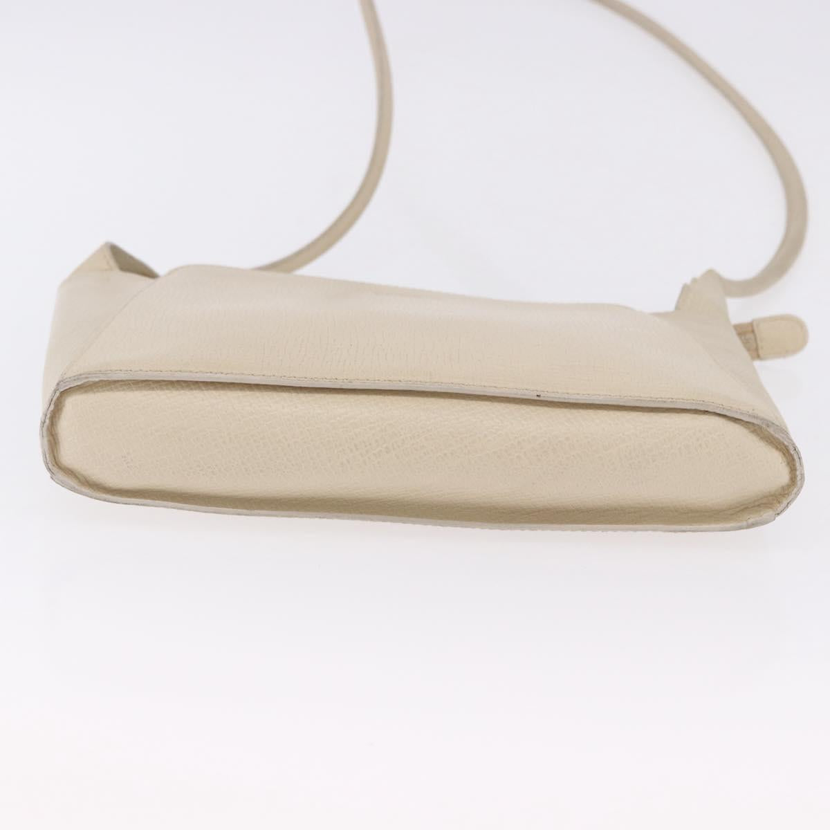 LOEWE Shoulder Bag Leather Ivory Gold Auth 197848