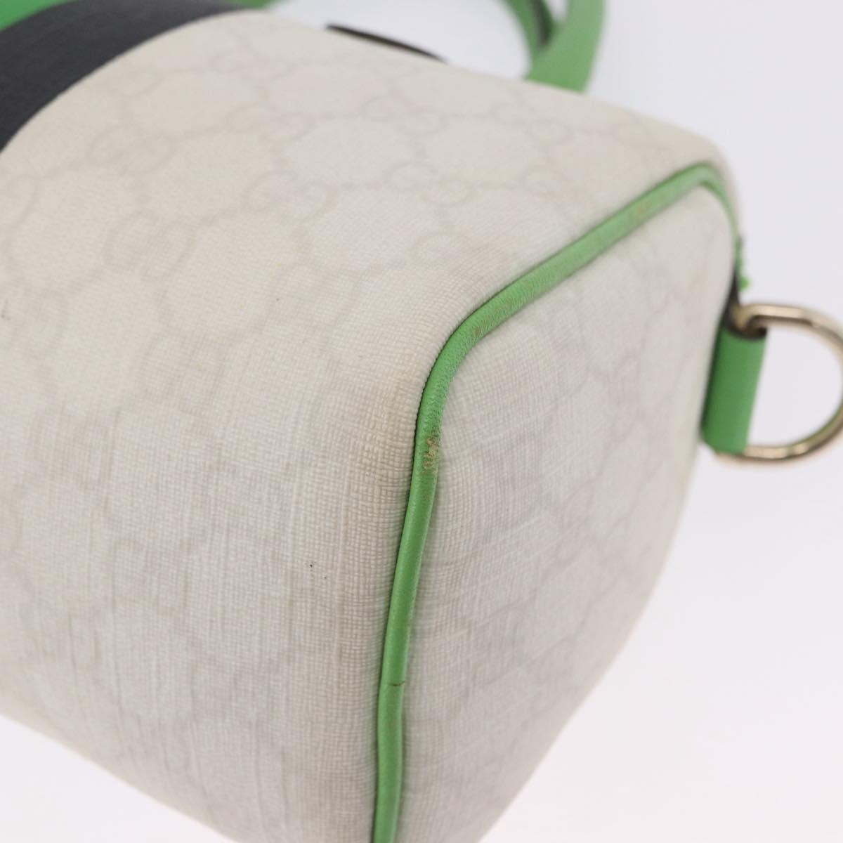 GUCCI GG Supreme Sherry Line Boston Bag PVC White Gold 190257 Auth 197849A