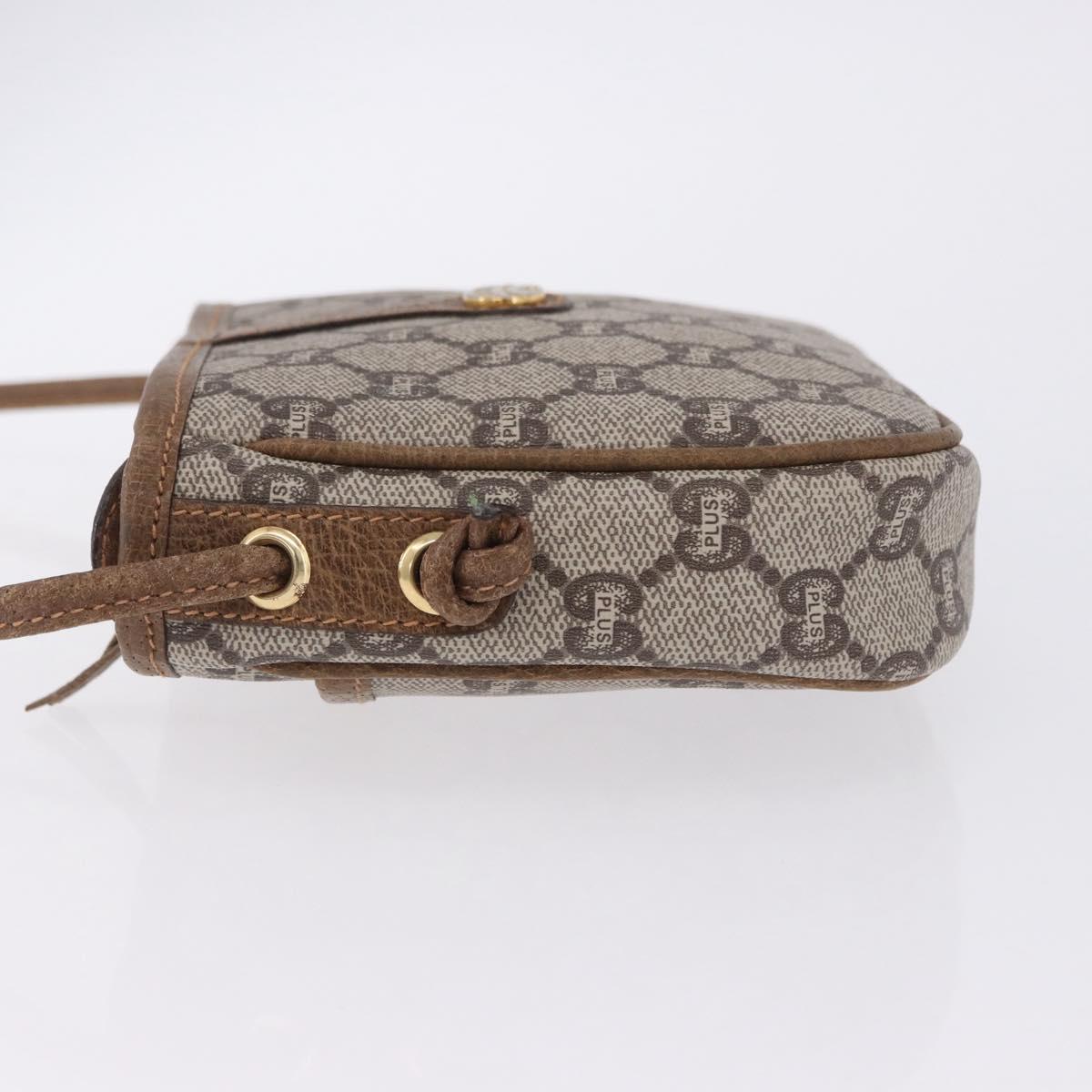 GUCCI GG Plus Supreme Shoulder Bag PVC Beige Gold Auth 197850