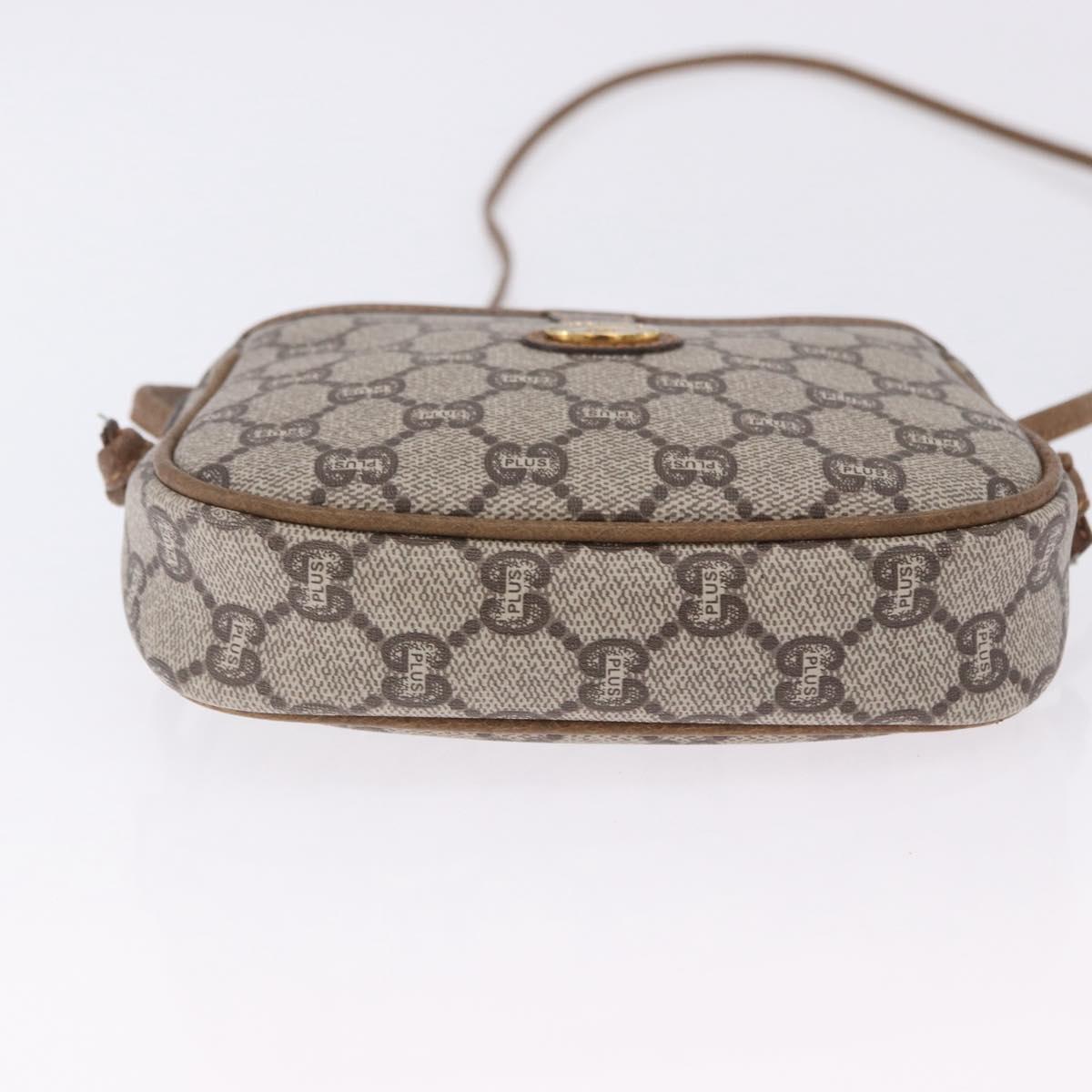 GUCCI GG Plus Supreme Shoulder Bag PVC Beige Gold Auth 197850