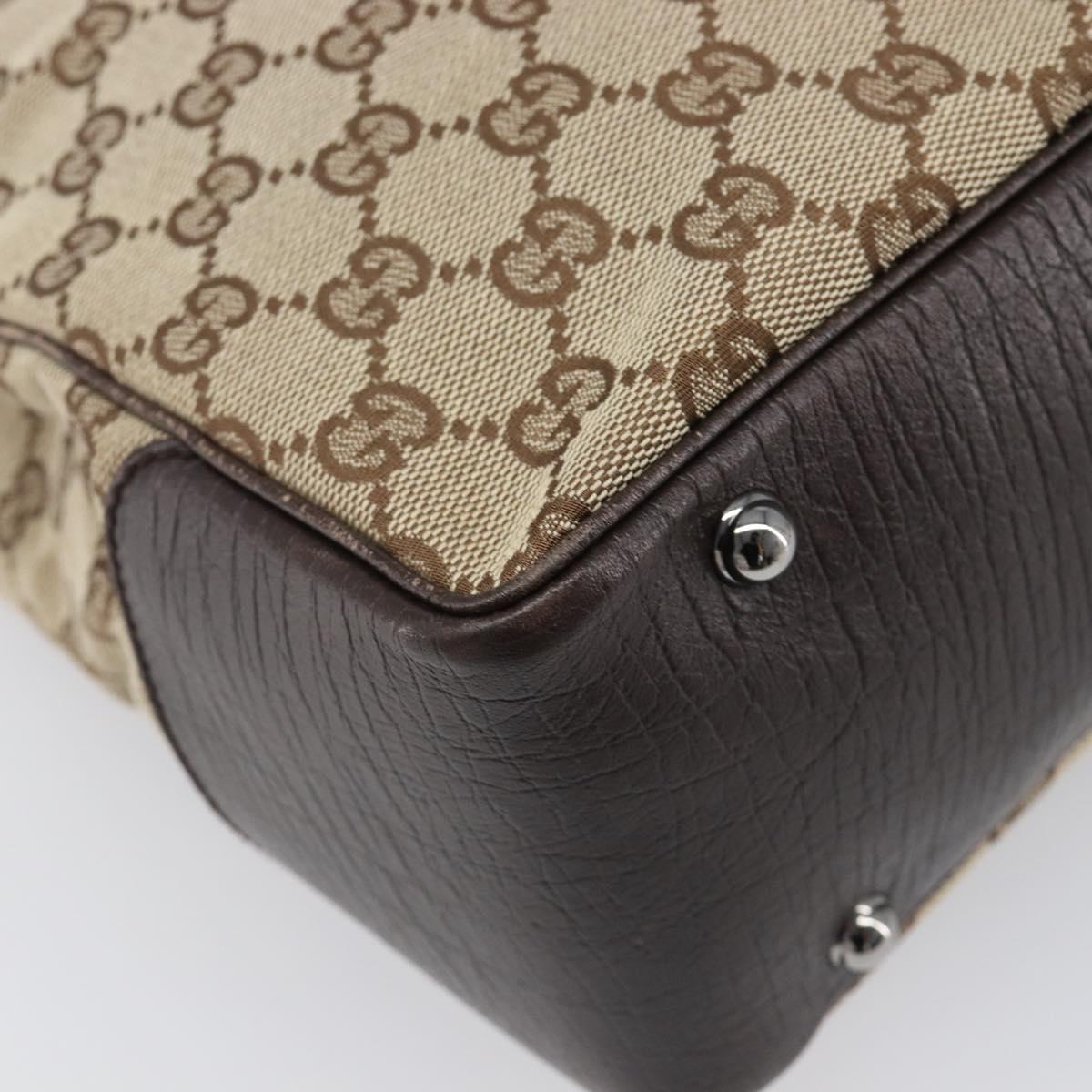 GUCCI GG Canvas Bamboo Hand Bag Beige Silver 112526 Auth 197855V