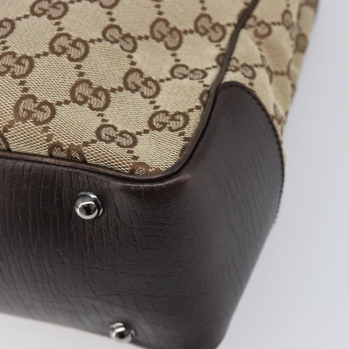 GUCCI GG Canvas Bamboo Hand Bag Beige Silver 112526 Auth 197855V