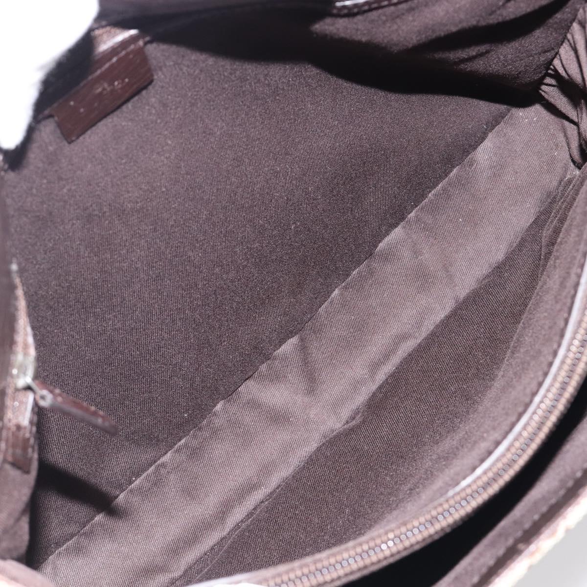 GUCCI GG Canvas Bamboo Hand Bag Beige Silver 112526 Auth 197855V