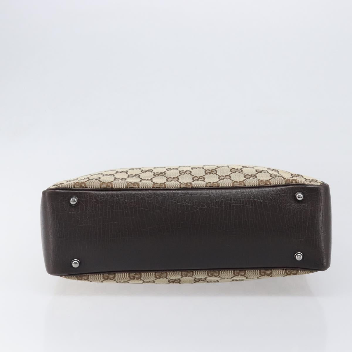 GUCCI GG Canvas Bamboo Hand Bag Beige Silver 112526 Auth 197855V