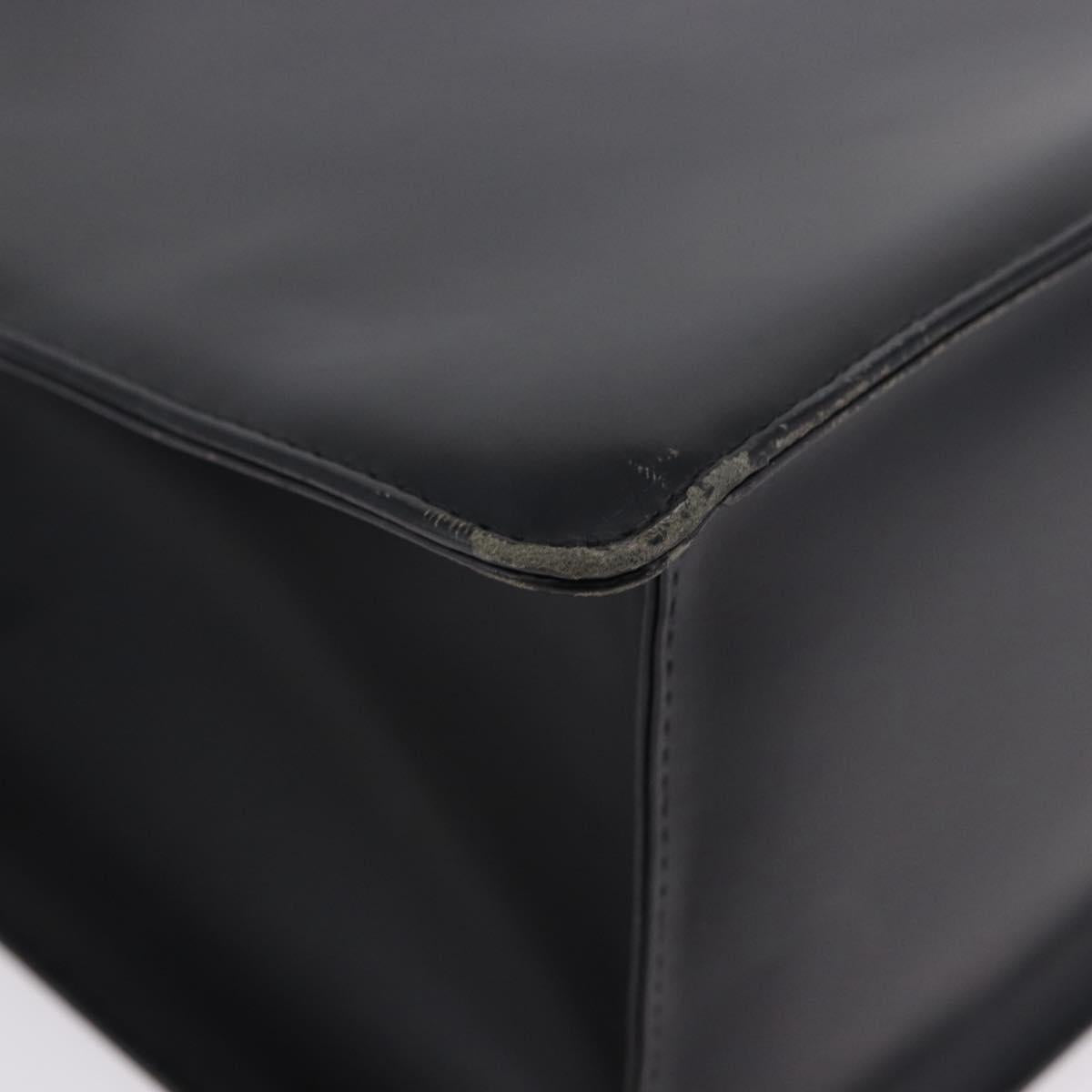 BURBERRY Hand Bag Leather Black Silver Auth 197856