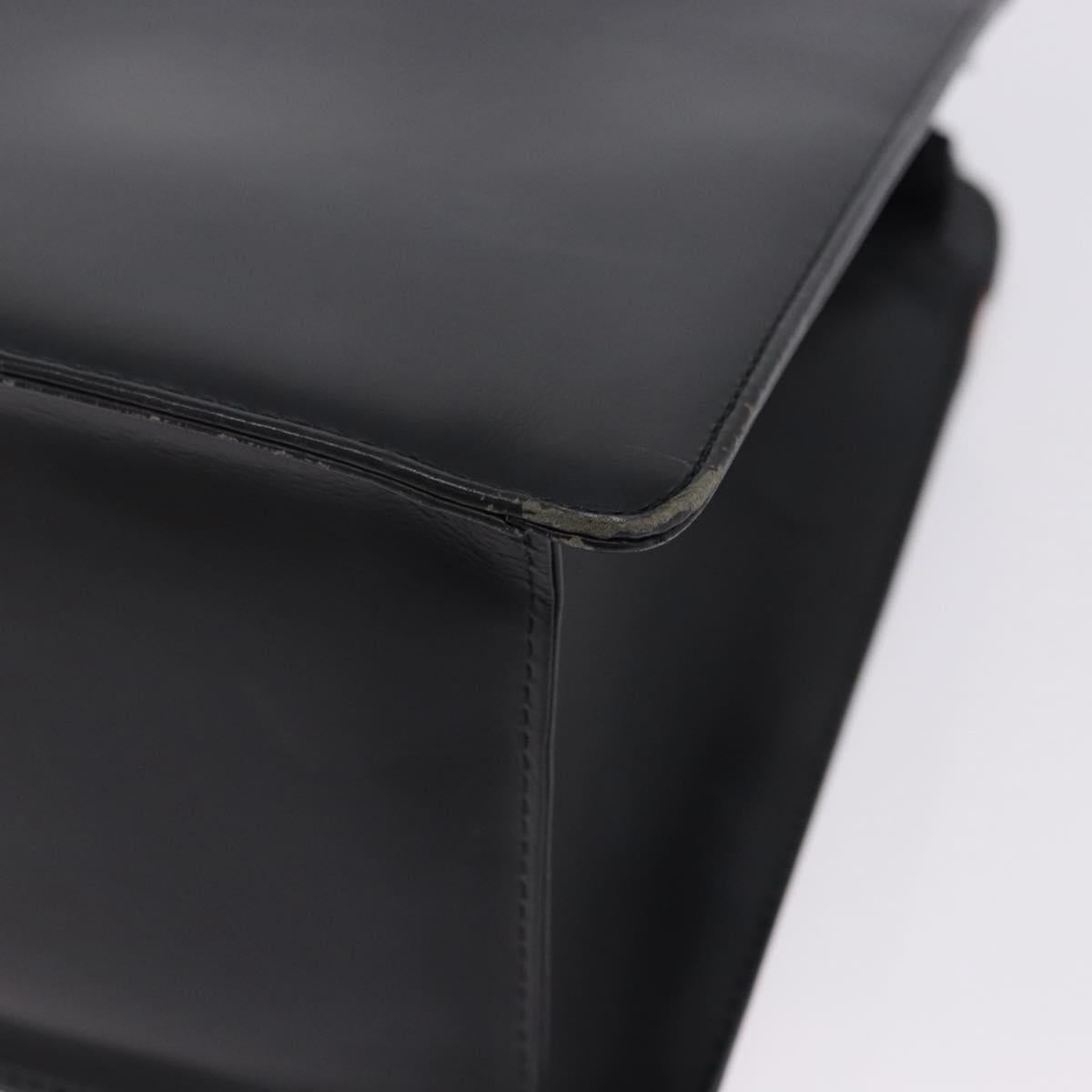 BURBERRY Hand Bag Leather Black Silver Auth 197856